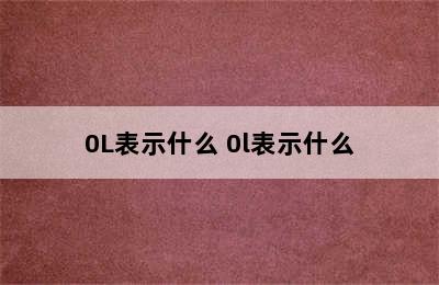 0L表示什么 0l表示什么